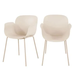 Discount Drawer ACAPULCO Lot de 4 fauteuils de table intérieur et extérieur en plastique et métal