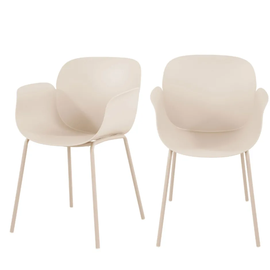 Discount Drawer ACAPULCO Lot de 4 fauteuils de table intérieur et extérieur en plastique et métal