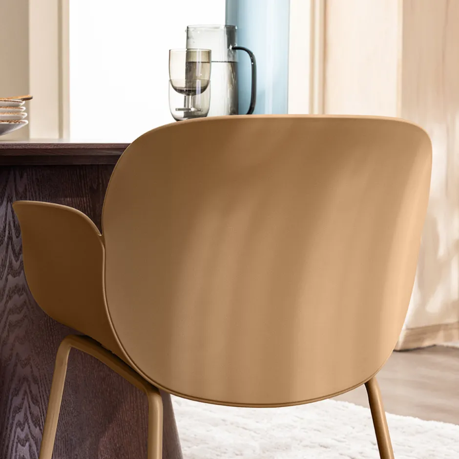 Discount Drawer ACAPULCO Lot de 4 fauteuils de table intérieur et extérieur en plastique et métal
