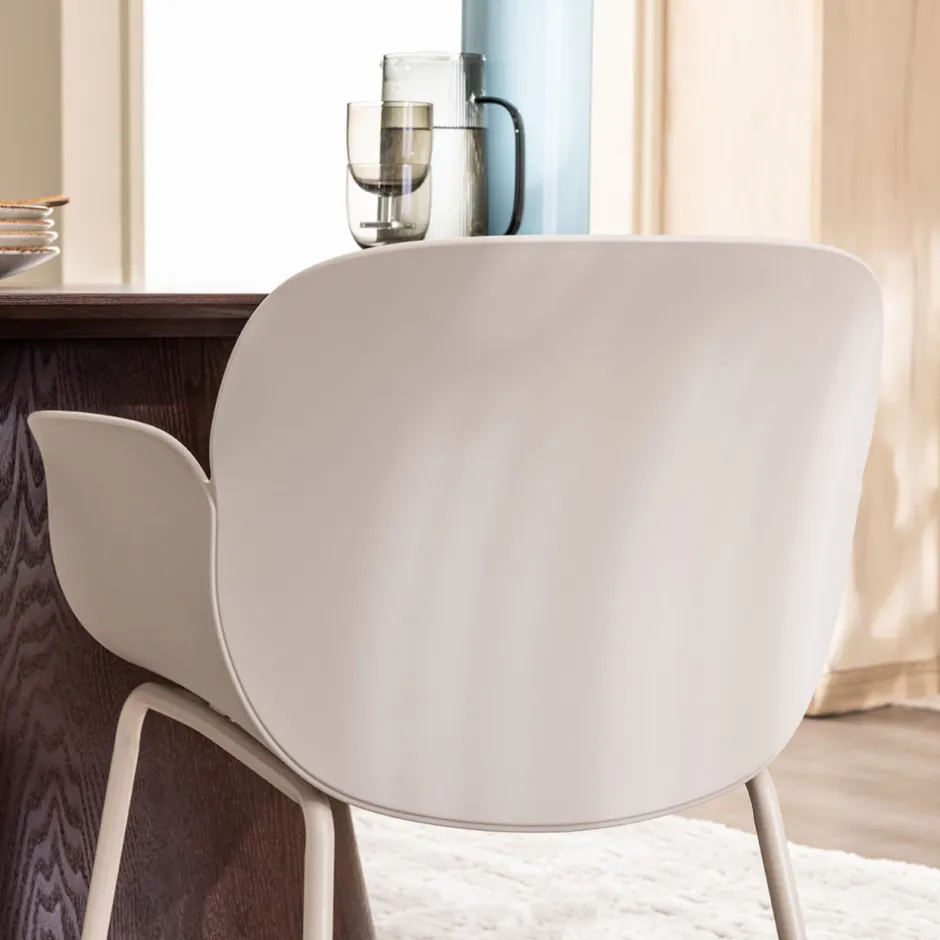 Discount Drawer ACAPULCO Lot de 4 fauteuils de table intérieur et extérieur en plastique et métal