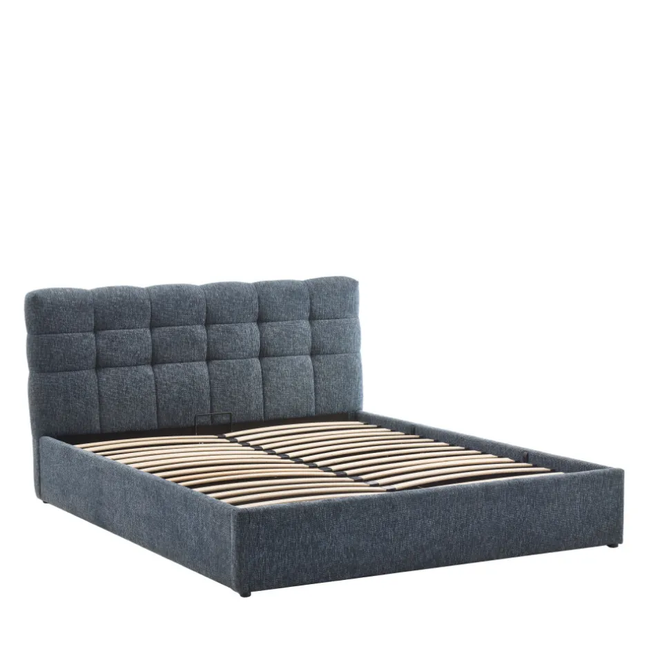 Discount Drawer ACARA Lit coffre matelassé en tissu 140x190cm