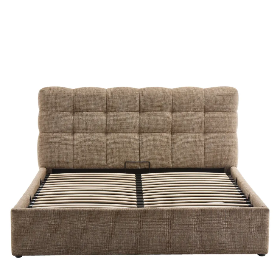 Discount Drawer ACARA Lit coffre matelassé en tissu 160x200cm
