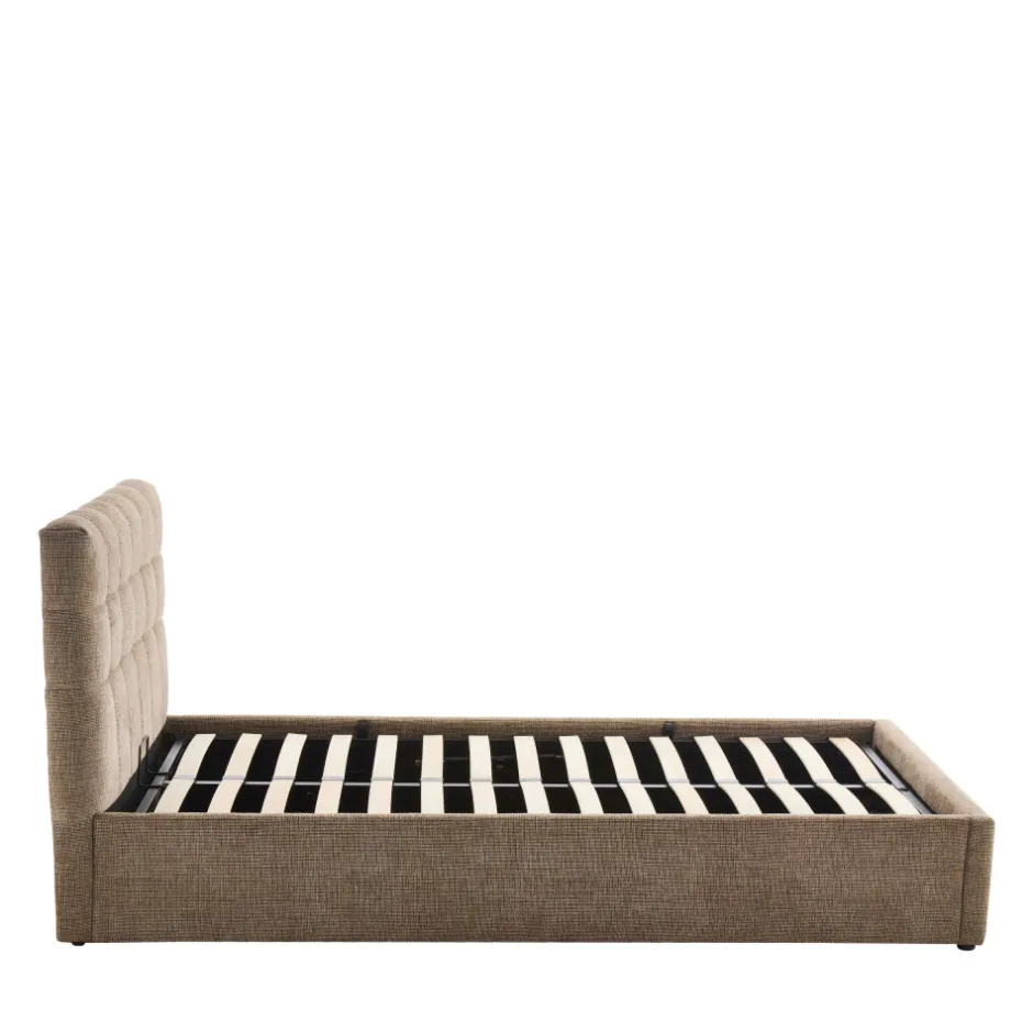Discount Drawer ACARA Lit coffre matelassé en tissu 160x200cm