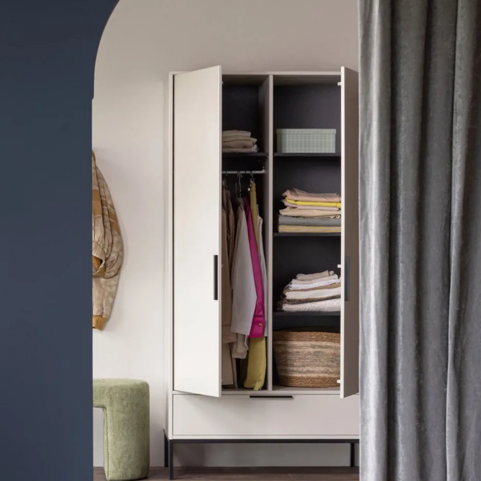 Outlet Woood ADAM Armoire 2 portes 1 tiroir en bois