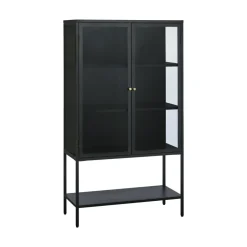 Clearance No name ADARE Buffet haut 2 portes en verre trempé et métal H160cm