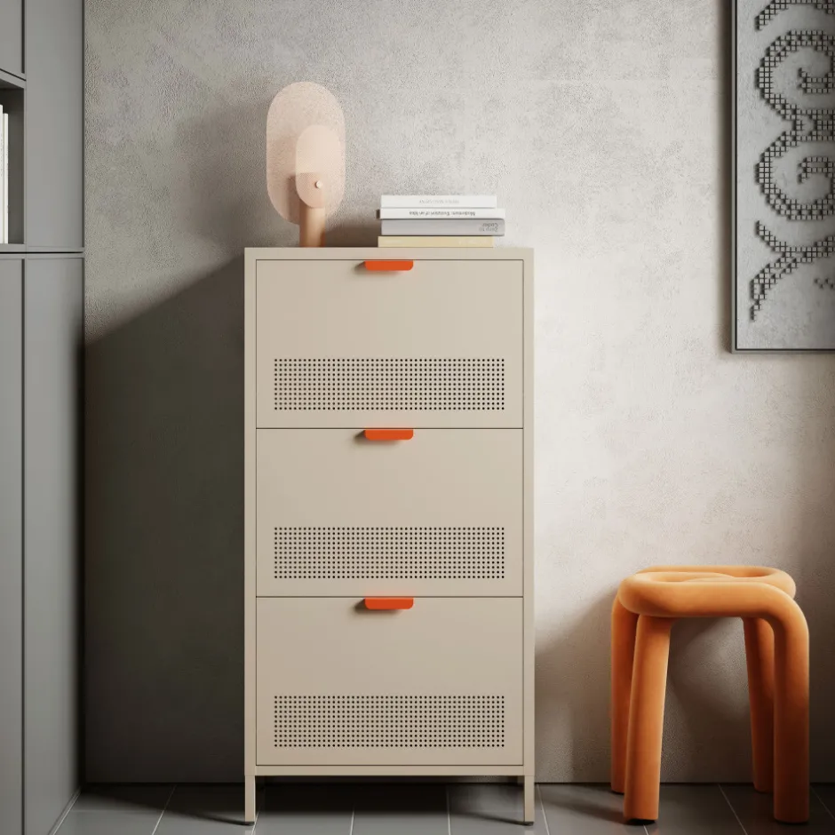 Discount Drawer ADEL Meuble à chaussures 3 portes en métal H120cm