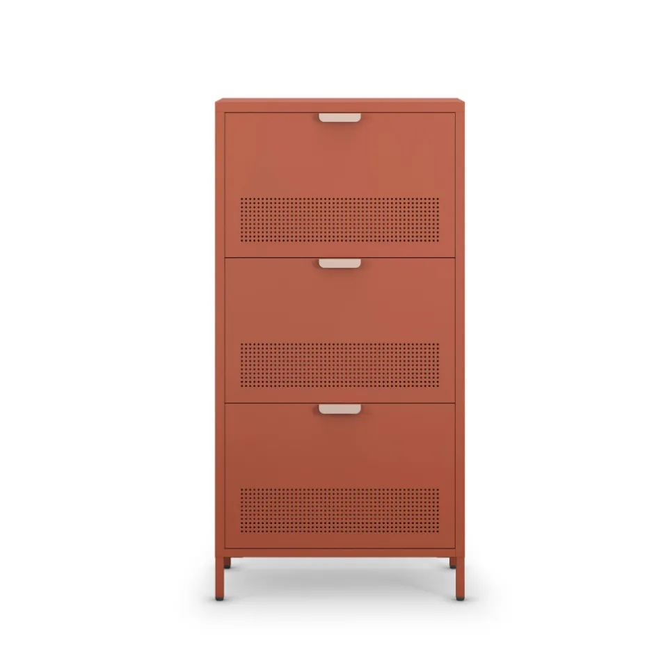 Discount Drawer ADEL Meuble à chaussures 3 portes en métal H120cm