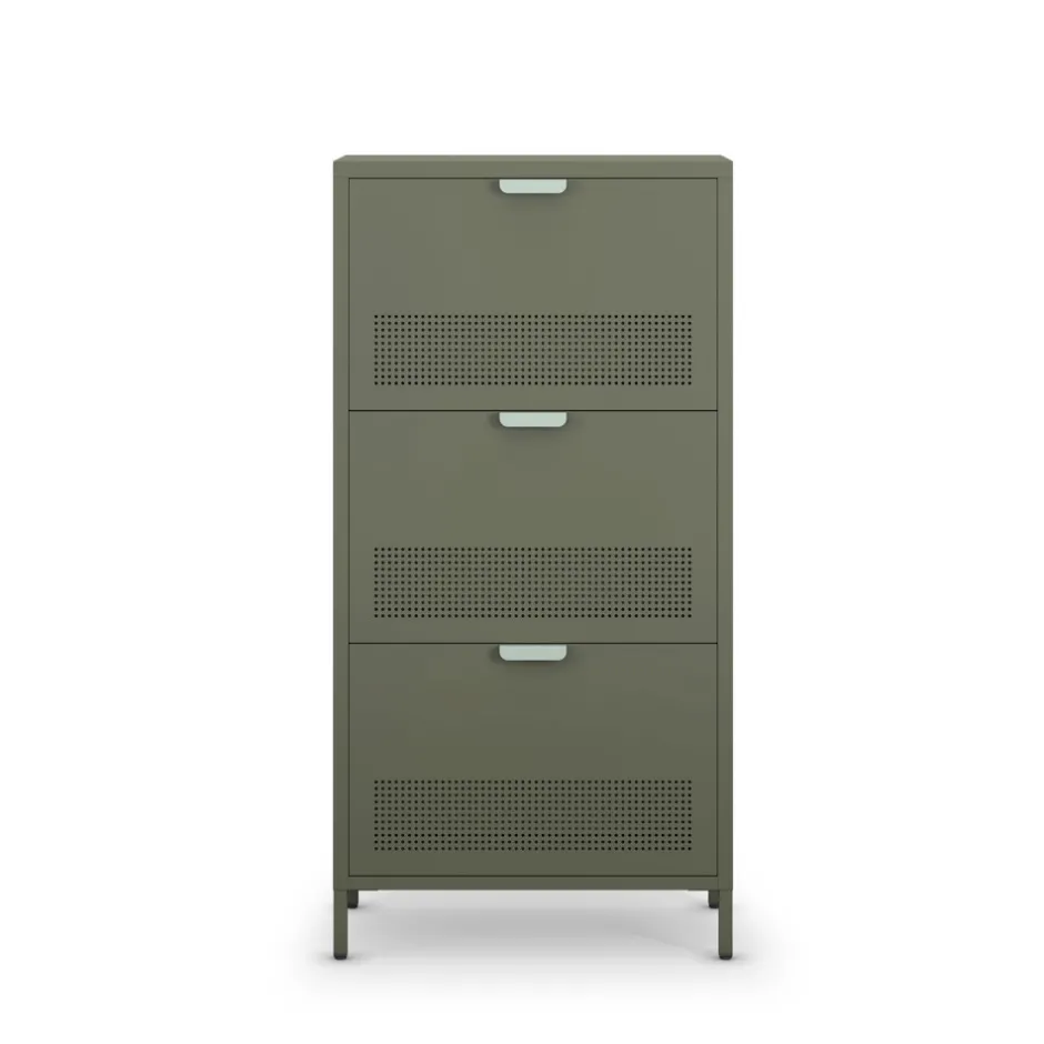 Discount Drawer ADEL Meuble à chaussures 3 portes en métal H120cm
