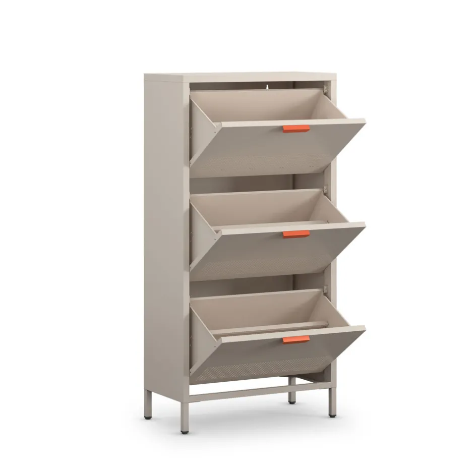 Discount Drawer ADEL Meuble à chaussures 3 portes en métal H120cm