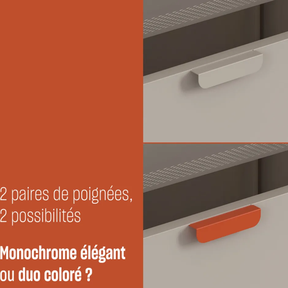 Discount Drawer ADEL Meuble à chaussures 3 portes en métal H120cm