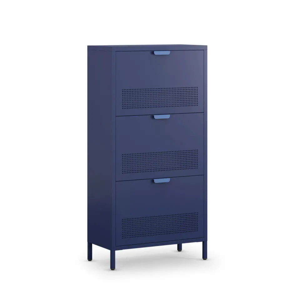Discount Drawer ADEL Meuble à chaussures 3 portes en métal H120cm