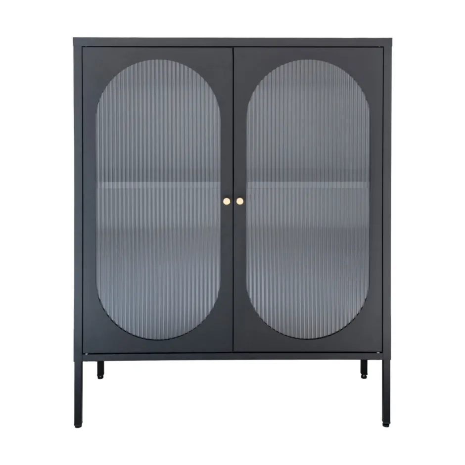 Online House Nordic ADELAIDE Buffet 2 portes en verre et métal L90cm