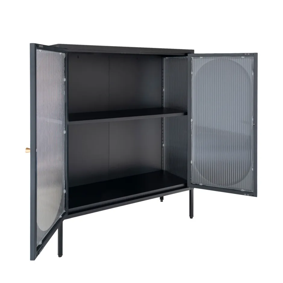 Online House Nordic ADELAIDE Buffet 2 portes en verre et métal L90cm