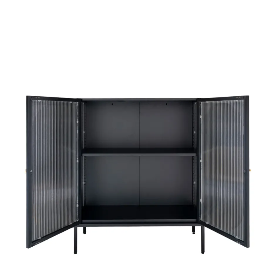 Online House Nordic ADELAIDE Buffet 2 portes en verre et métal L90cm