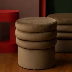 Discount Dutchbone ADITI Tabouret rond en velours ø40cm