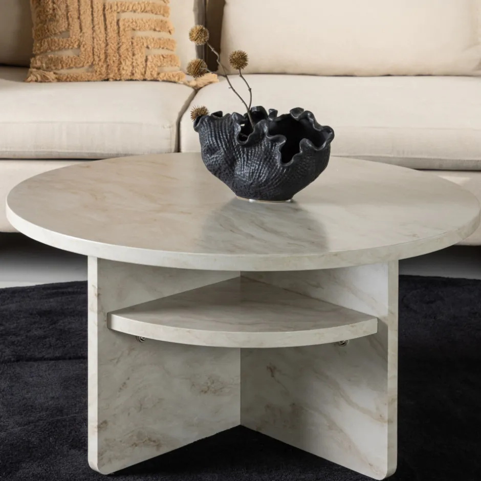 Sale Venture Home ALESUND Table basse ronde effet marbre ø85cm