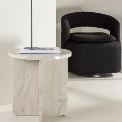 Best Venture Home ALESUND Table d'appoint ronde effet marbre ø50cm