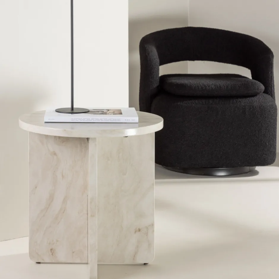 Best Venture Home ALESUND Table d'appoint ronde effet marbre ø50cm