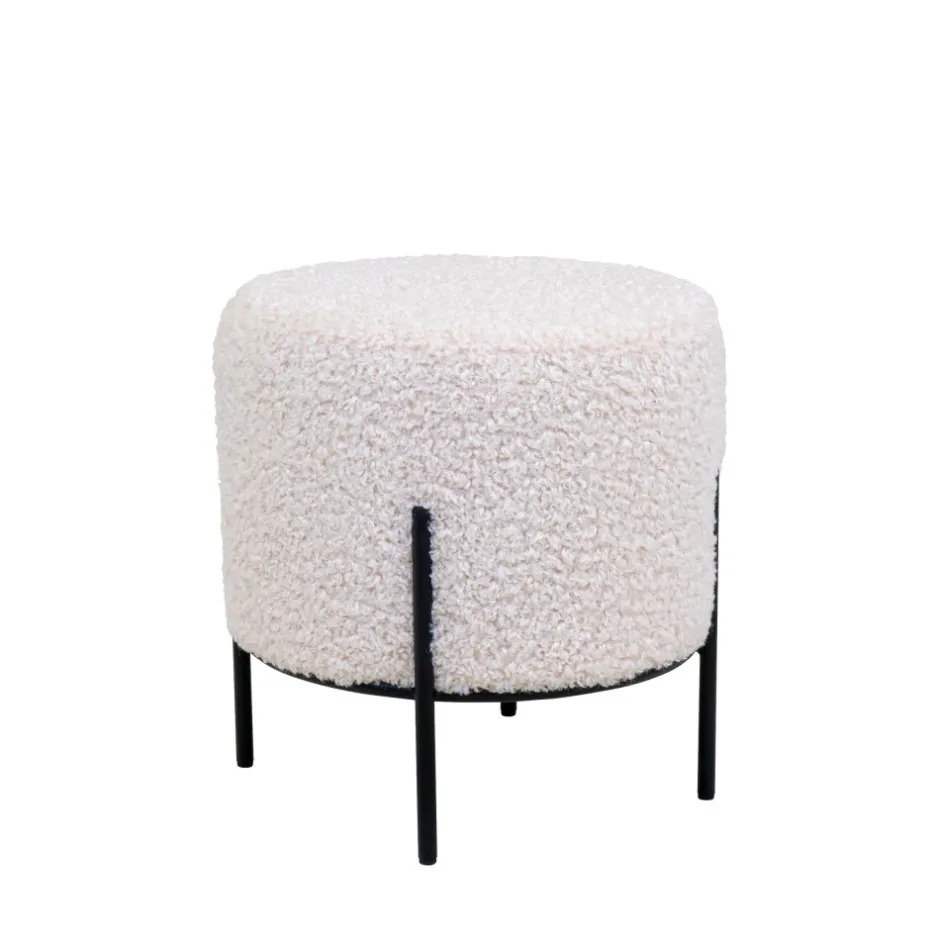 Hot House Nordic ALFORD Pouf rond en tissu bouclette et métal ø35,5cm