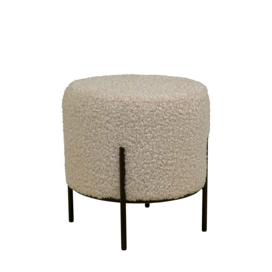 Hot House Nordic ALFORD Pouf rond en tissu bouclette et métal ø35,5cm