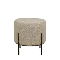 Hot House Nordic ALFORD Pouf rond en tissu bouclette et métal ø35,5cm