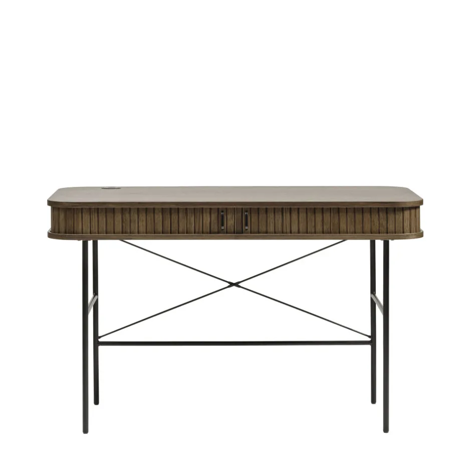 Outlet No name ALICIA Bureau 2 portes aux angles arrondis en bois et métal L120cm