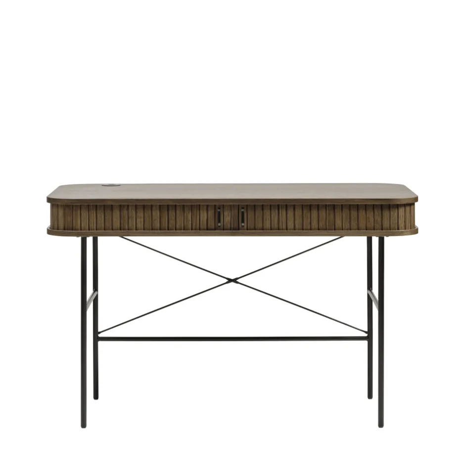 Outlet No name ALICIA Bureau 2 portes aux angles arrondis en bois et métal L120cm
