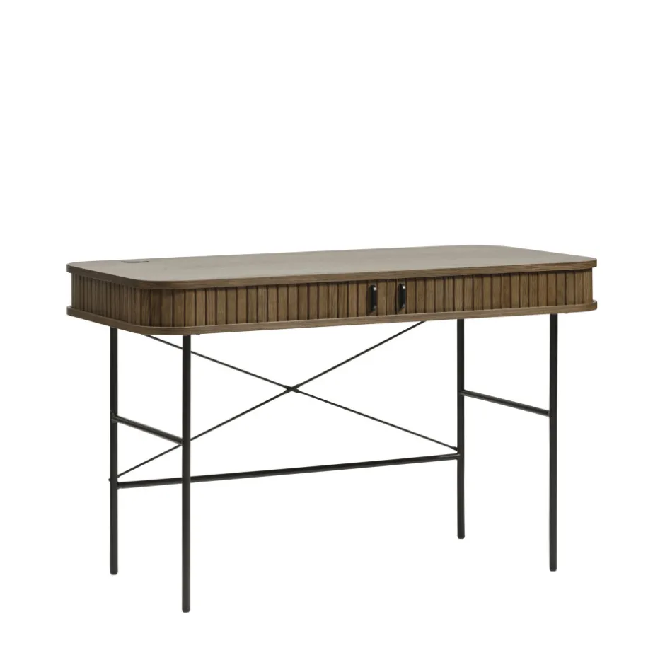 Outlet No name ALICIA Bureau 2 portes aux angles arrondis en bois et métal L120cm