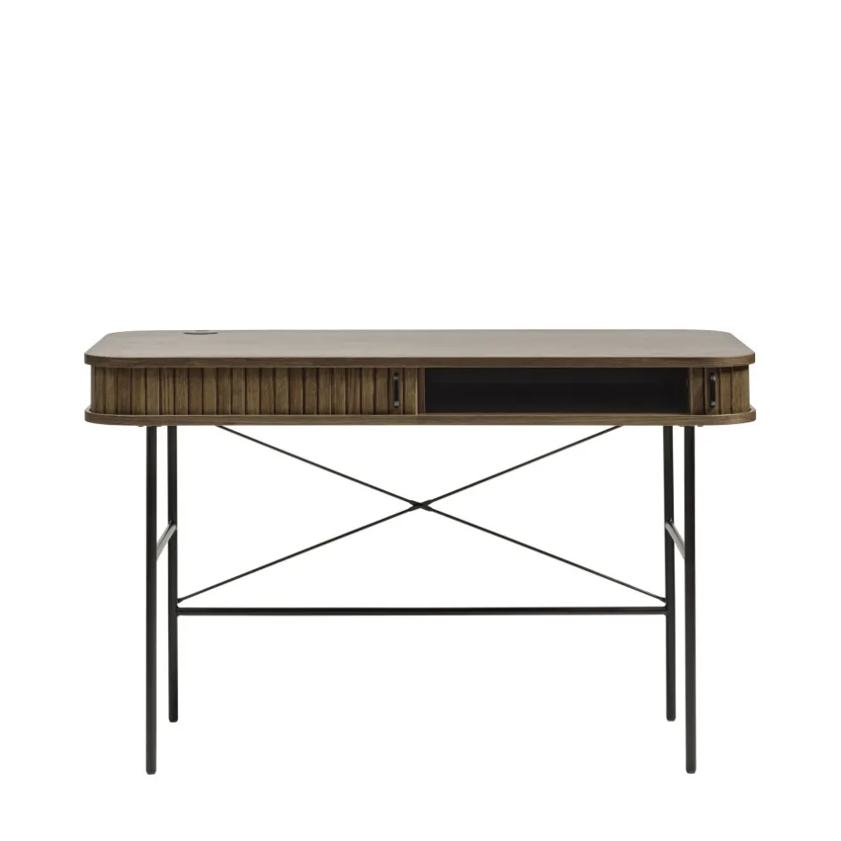 Outlet No name ALICIA Bureau 2 portes aux angles arrondis en bois et métal L120cm