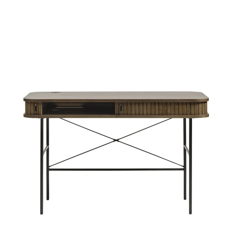 Outlet No name ALICIA Bureau 2 portes aux angles arrondis en bois et métal L120cm