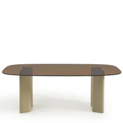 Outlet Drawer ALTY Table à manger 8 personnes en verre et pieds bois vert