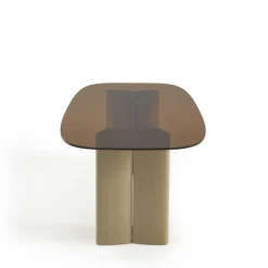 Outlet Drawer ALTY Table à manger 8 personnes en verre et pieds bois vert