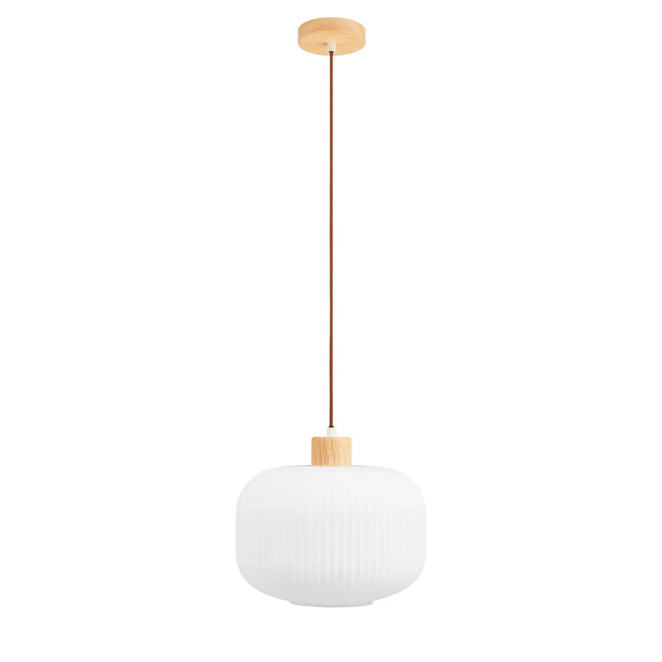 Sale House Nordic ARGALO Suspension ronde en verre et bois ø30cm