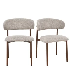New Drawer ARIA Lot de 2 chaises en tissu pieds effet bois foncé