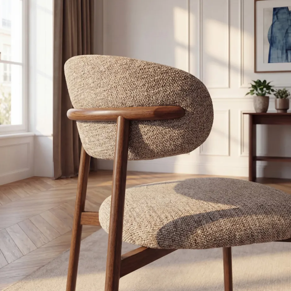 New Drawer ARIA Lot de 2 chaises en tissu pieds effet bois foncé