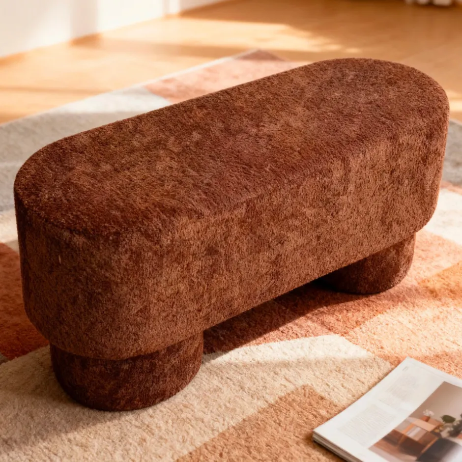 Online Drawer ARLO Banc arrondie en tissu bouclette L92cm