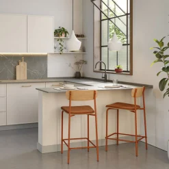 New No name ARNO Lot de 2 chaises de bar en tissu et métal H66cm