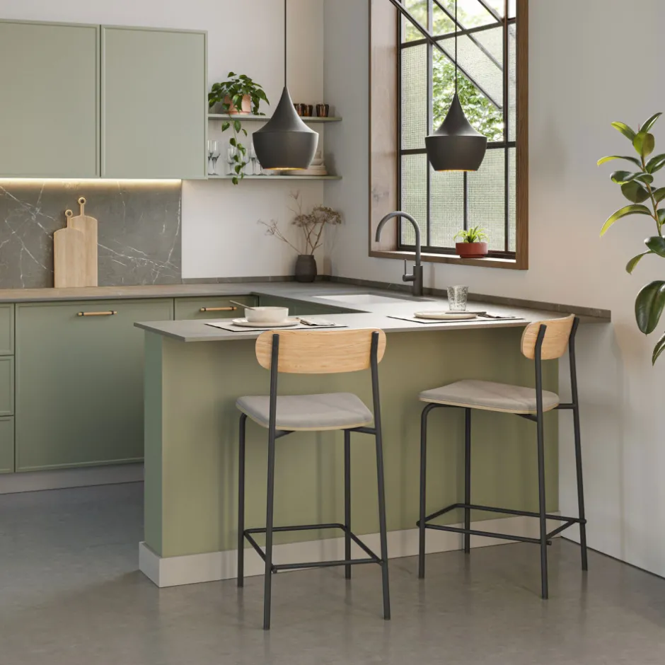 Clearance No name ARNO Lot de 2 chaises de bar en tissu et métal H66cm