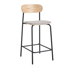 Clearance No name ARNO Lot de 2 chaises de bar en tissu et métal H66cm