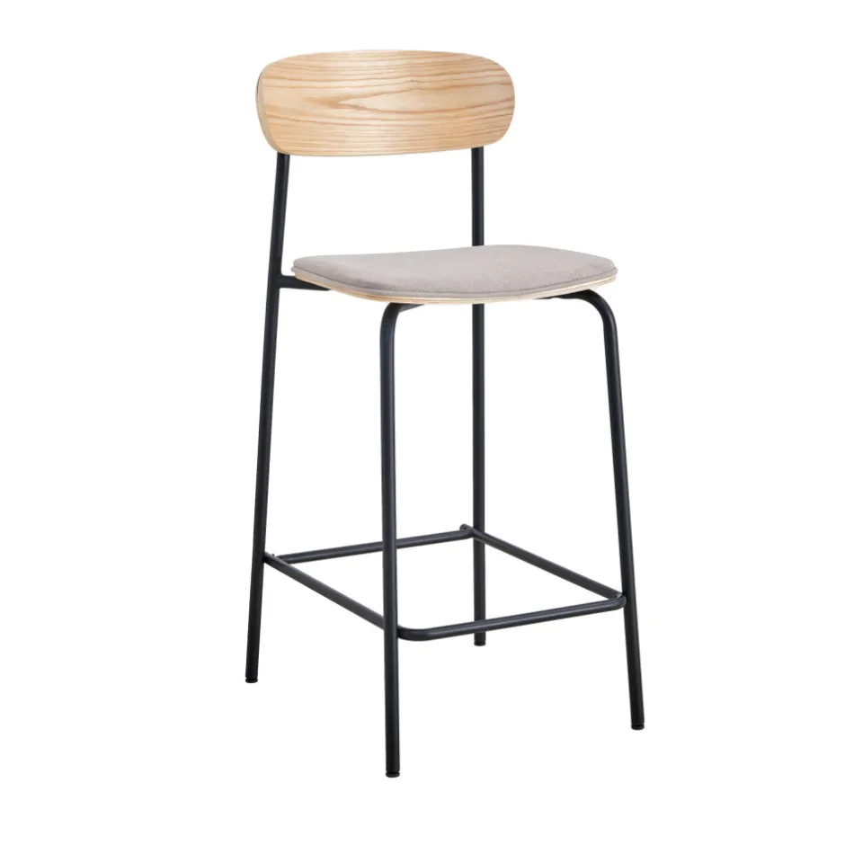 Clearance No name ARNO Lot de 2 chaises de bar en tissu et métal H66cm