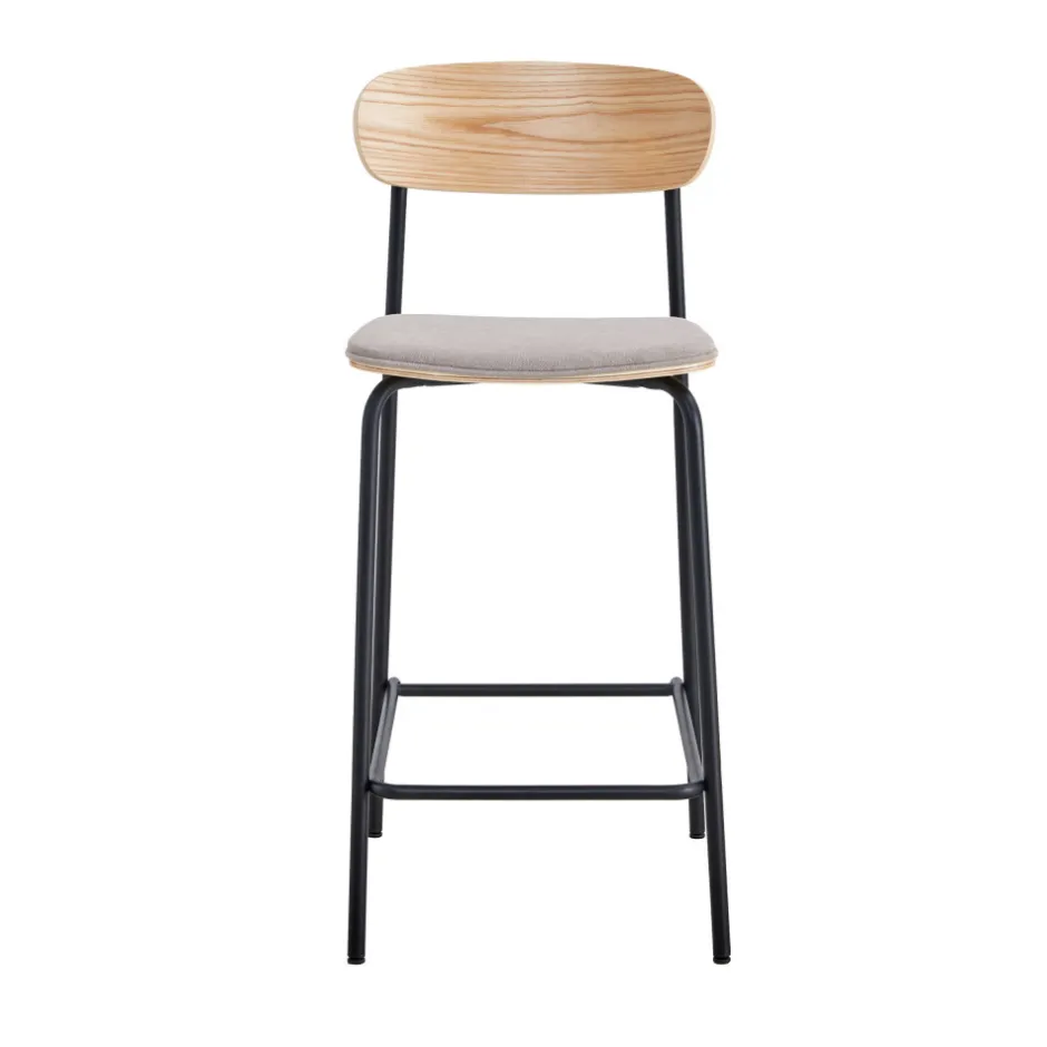 Clearance No name ARNO Lot de 2 chaises de bar en tissu et métal H66cm