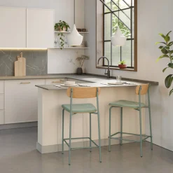 Online No name ARNO Lot de 2 chaises de bar en tissu et métal 66 cm