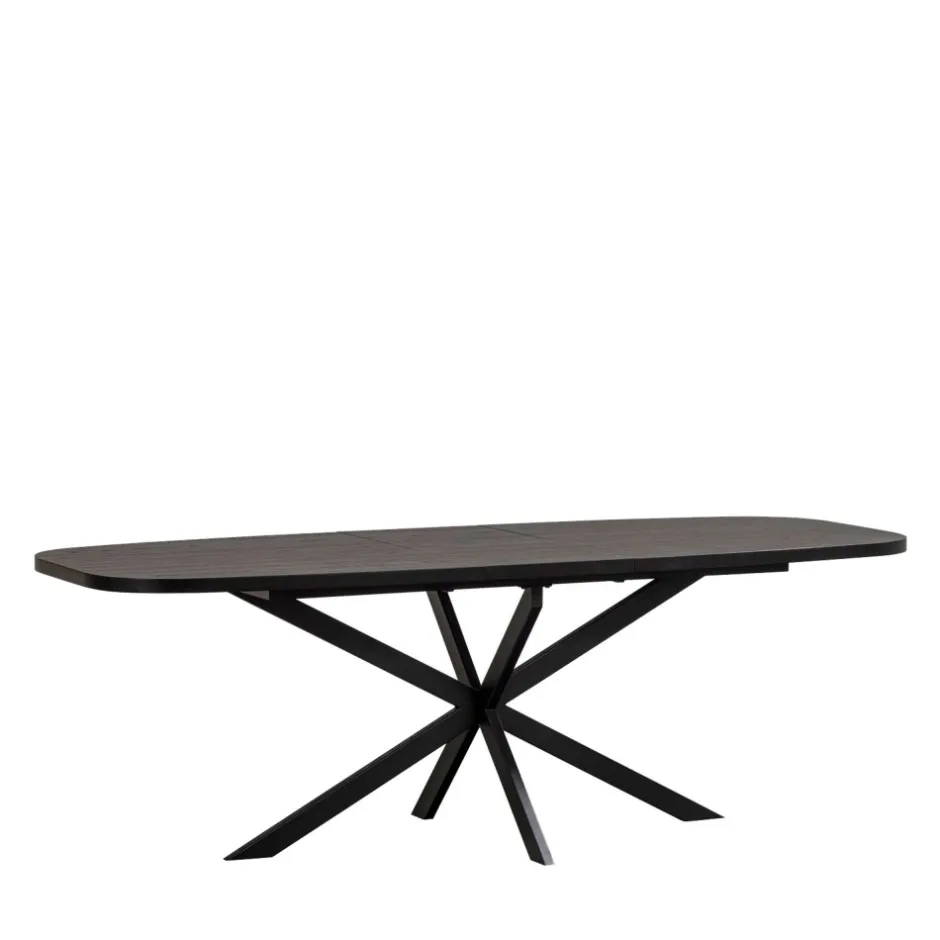 Online Woood ARROS Table à manger extensible ovale 8 à 10 personnes en bois et métal