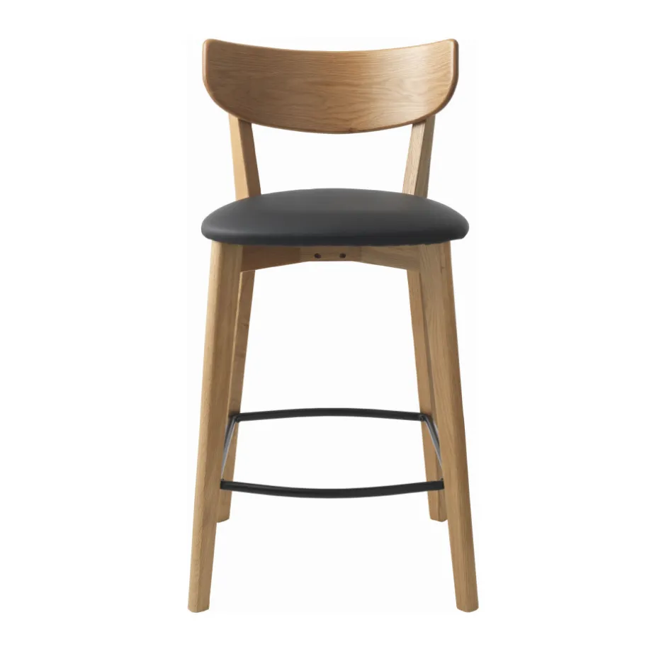 New No name AUDE Lot de 2 chaises de bar en bois et simili H67cm