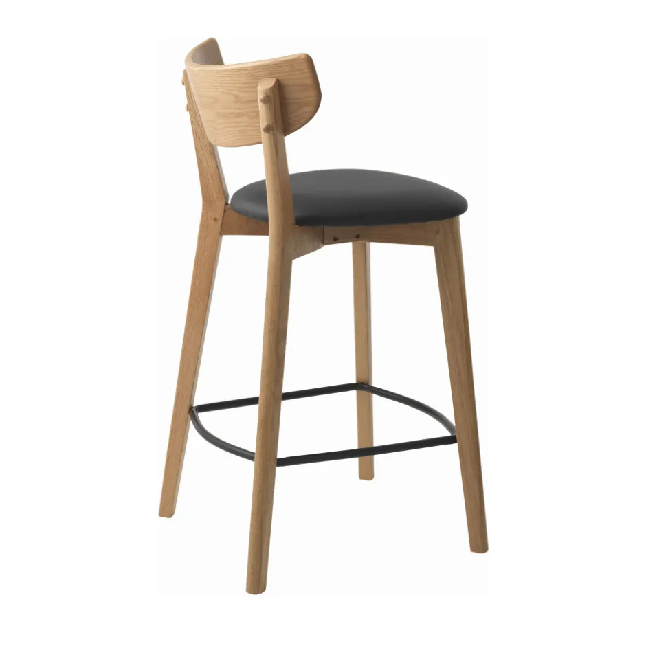 New No name AUDE Lot de 2 chaises de bar en bois et simili H67cm