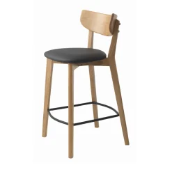 New No name AUDE Lot de 2 chaises de bar en bois et simili H67cm