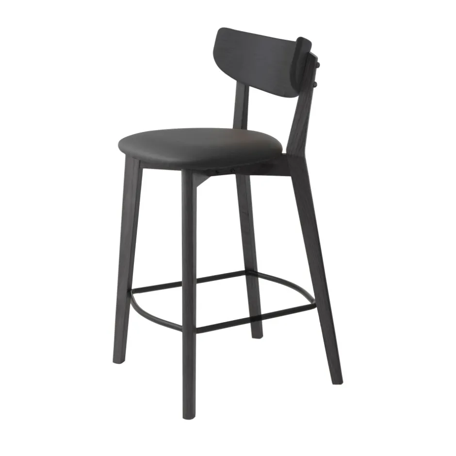 New No name AUDE Lot de 2 chaises de bar en bois et simili H67cm