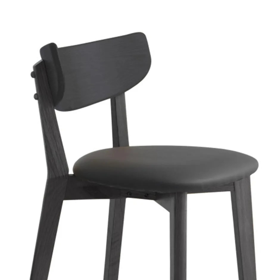 New No name AUDE Lot de 2 chaises de bar en bois et simili H67cm