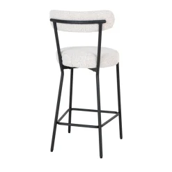 Clearance House Nordic BADALONA Tabouret de bar en tissu bouclette et métal H65cm
