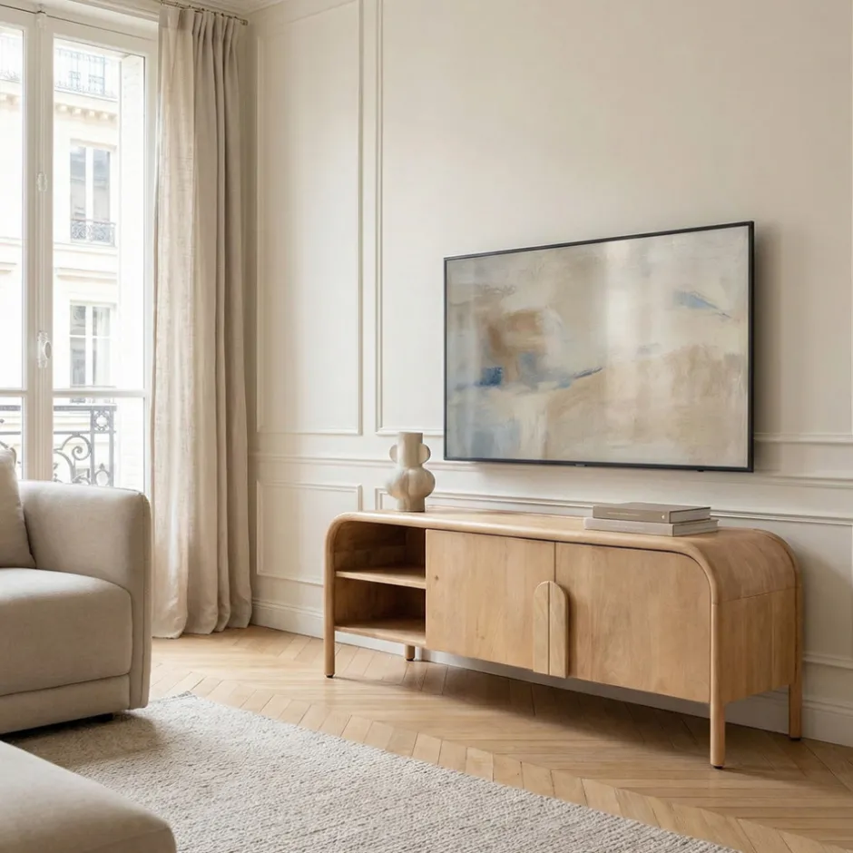 Sale Drawer BALI Meuble TV 2 portes en bois massif L150cm
